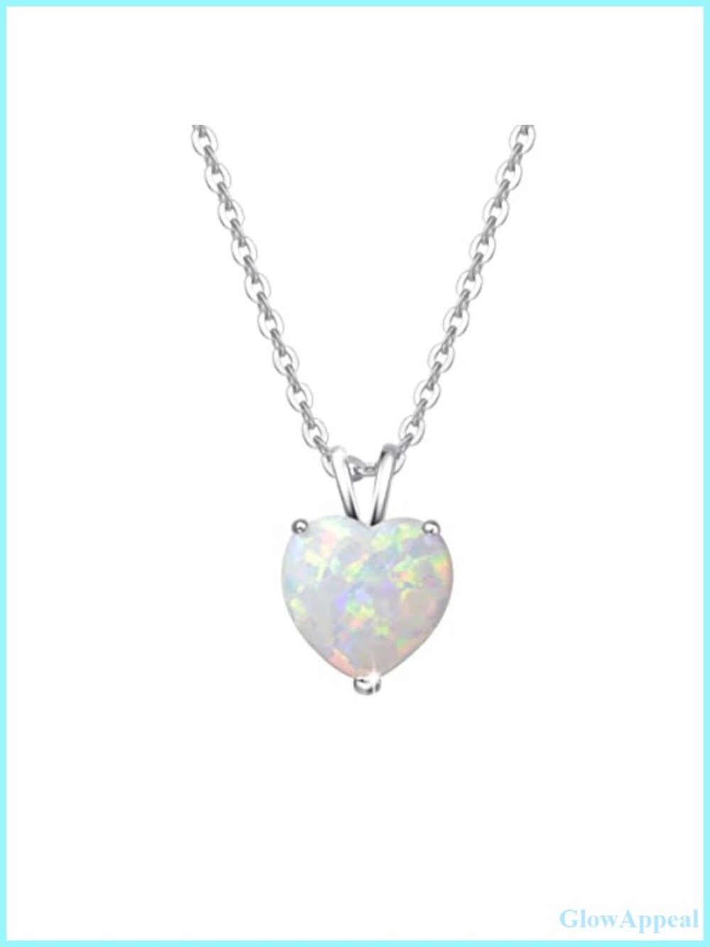 Sterling Silver Created White Opal Heart Necklace 16+2 Extender Dainty Fine